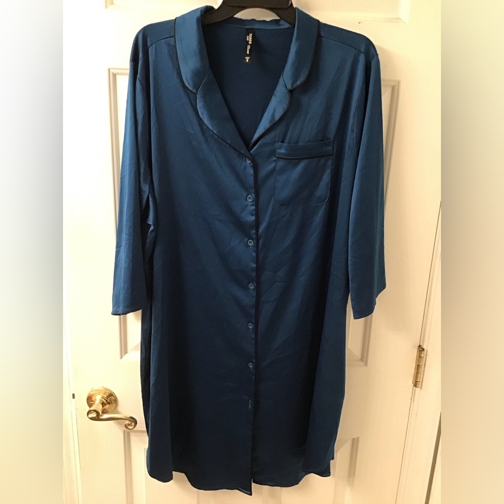 TORRID SLEEP SZ 2 2X TEAL SLEEP SHIRT NIGHTGOWN EUC